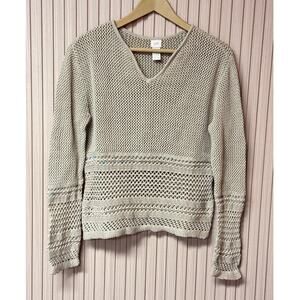 J.Jill Linen Cotton Loose Knit Sweater Beige Women’s Size M